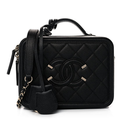 Chanel Caviar Quilted Small CC Filigree Vanity Case Black 1 of 9