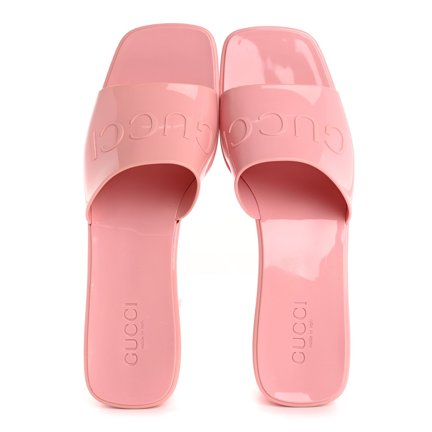 Gucci Rubber Gucci Logo Womens Platform 20/60mm Slide Sandals 41 Wild Rose 2 of 9