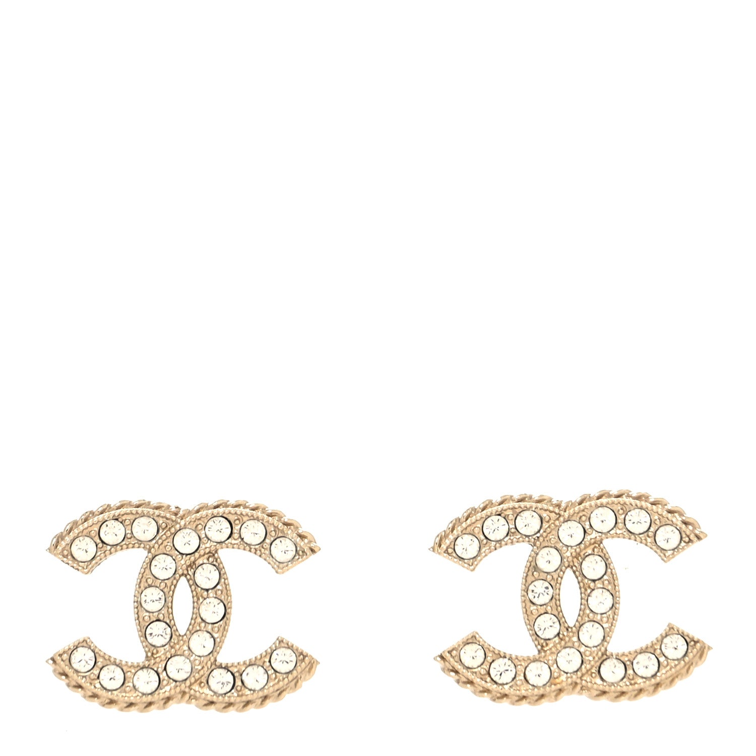 Chanel Crystal CC Earrings Gold 1 of 4