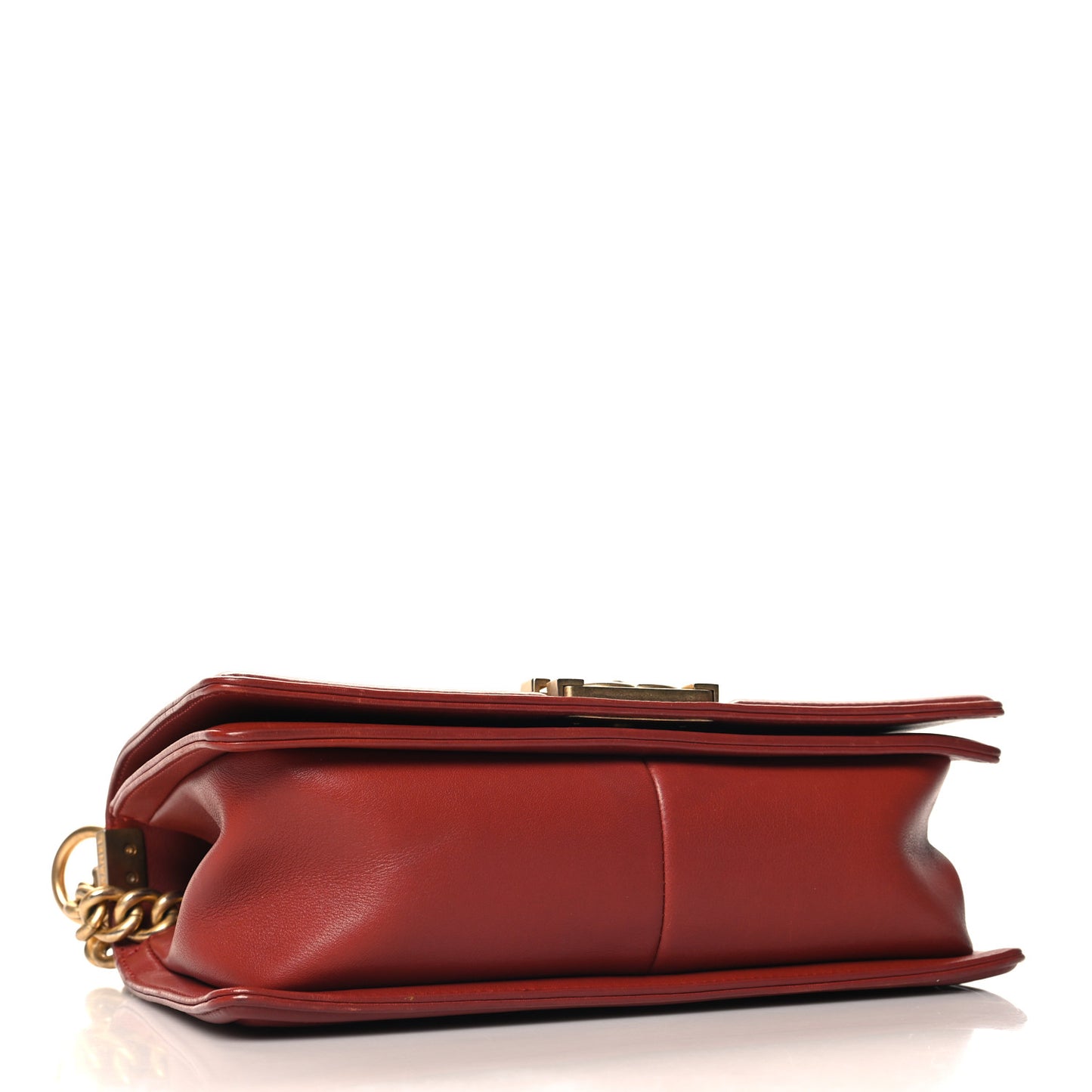 Calfskin Quilted Medium Boy Flap Dark Red