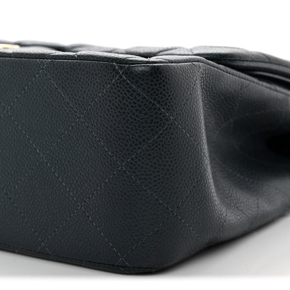 Chanel Metallic Caviar Quilted Jumbo Double Flap Dark Blue 10 of 15