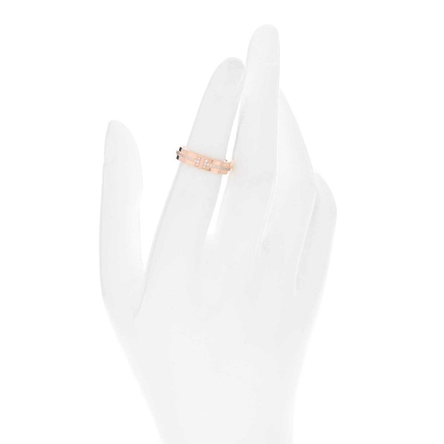 18K Rose Gold Diamond Narrow T Two Ring 48 4.5