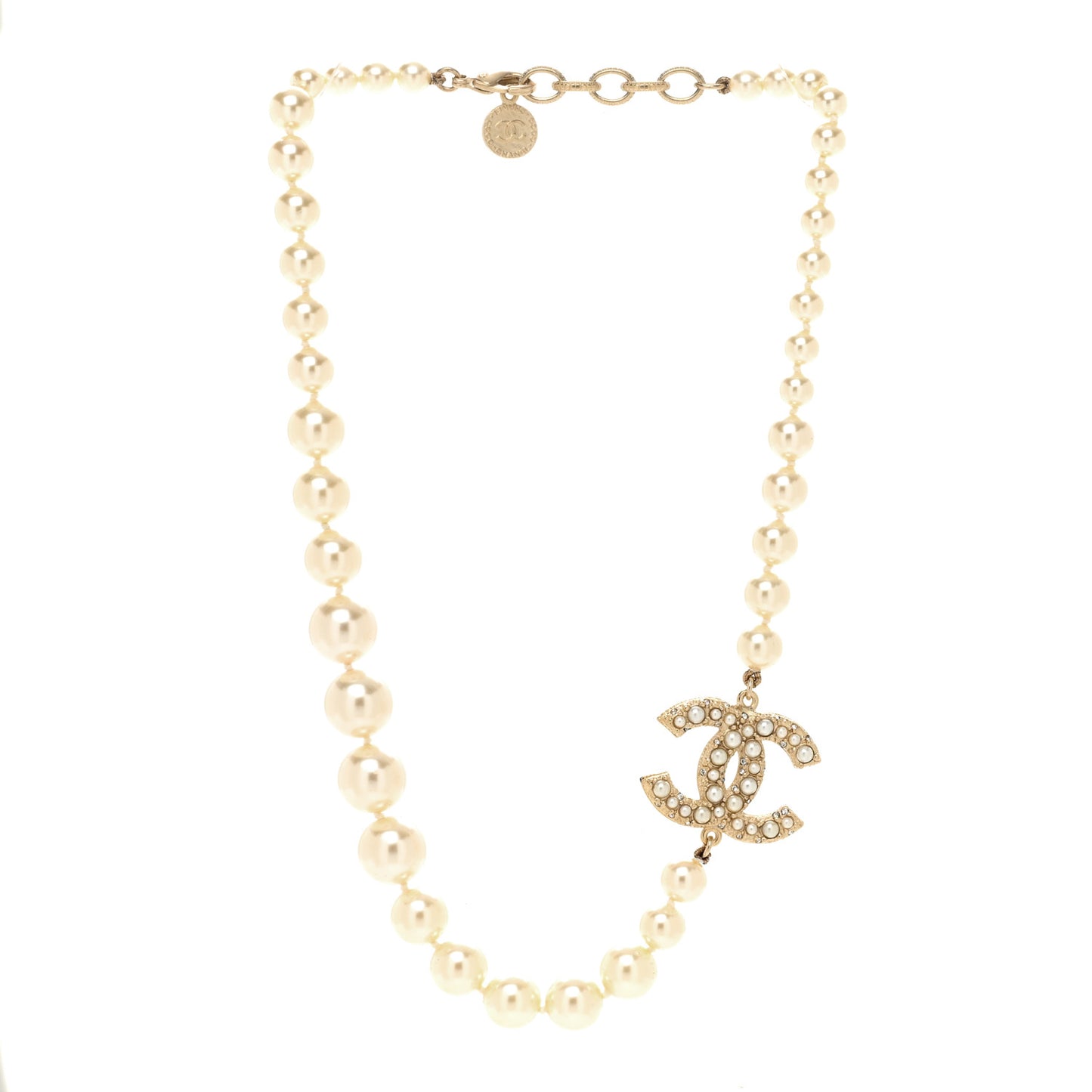 Pearl CC 100th Anniversary Necklace Light Gold