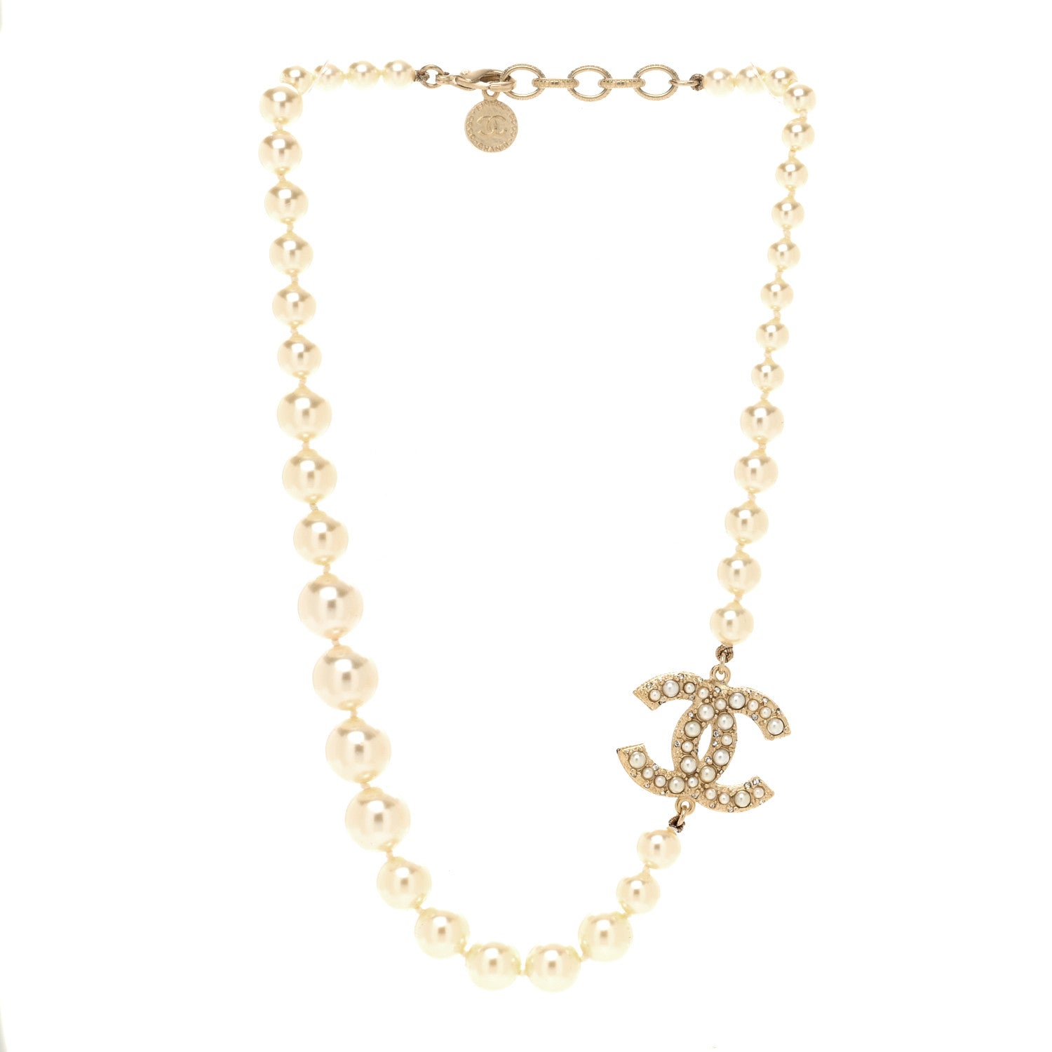 Chanel Pearl CC 100th Anniversary Necklace Light Gold 3 of 4