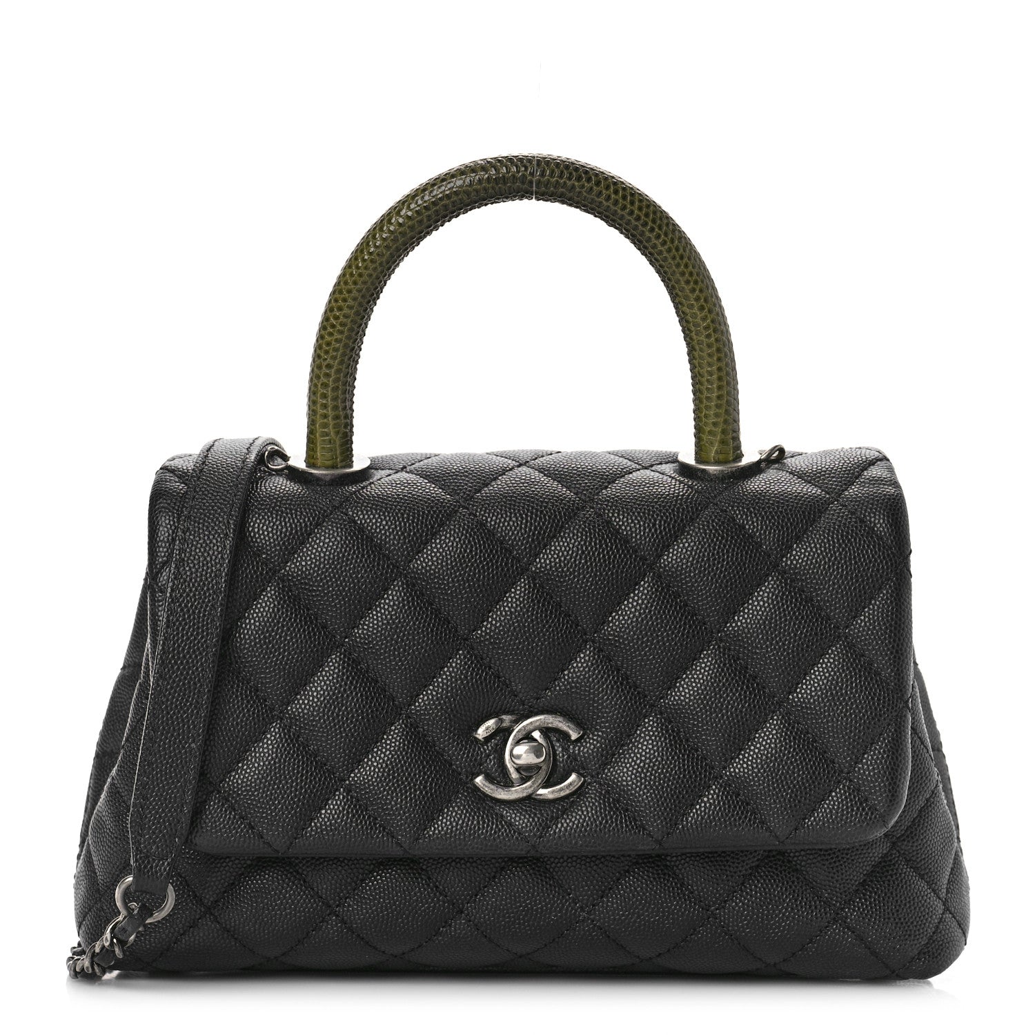 Chanel Caviar Lizard Embossed Quilted Mini Coco Handle Flap Black 1 of 9
