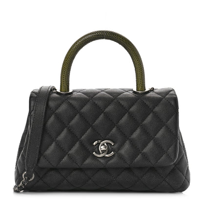Chanel Caviar Lizard Embossed Quilted Mini Coco Handle Flap Black 1 of 9