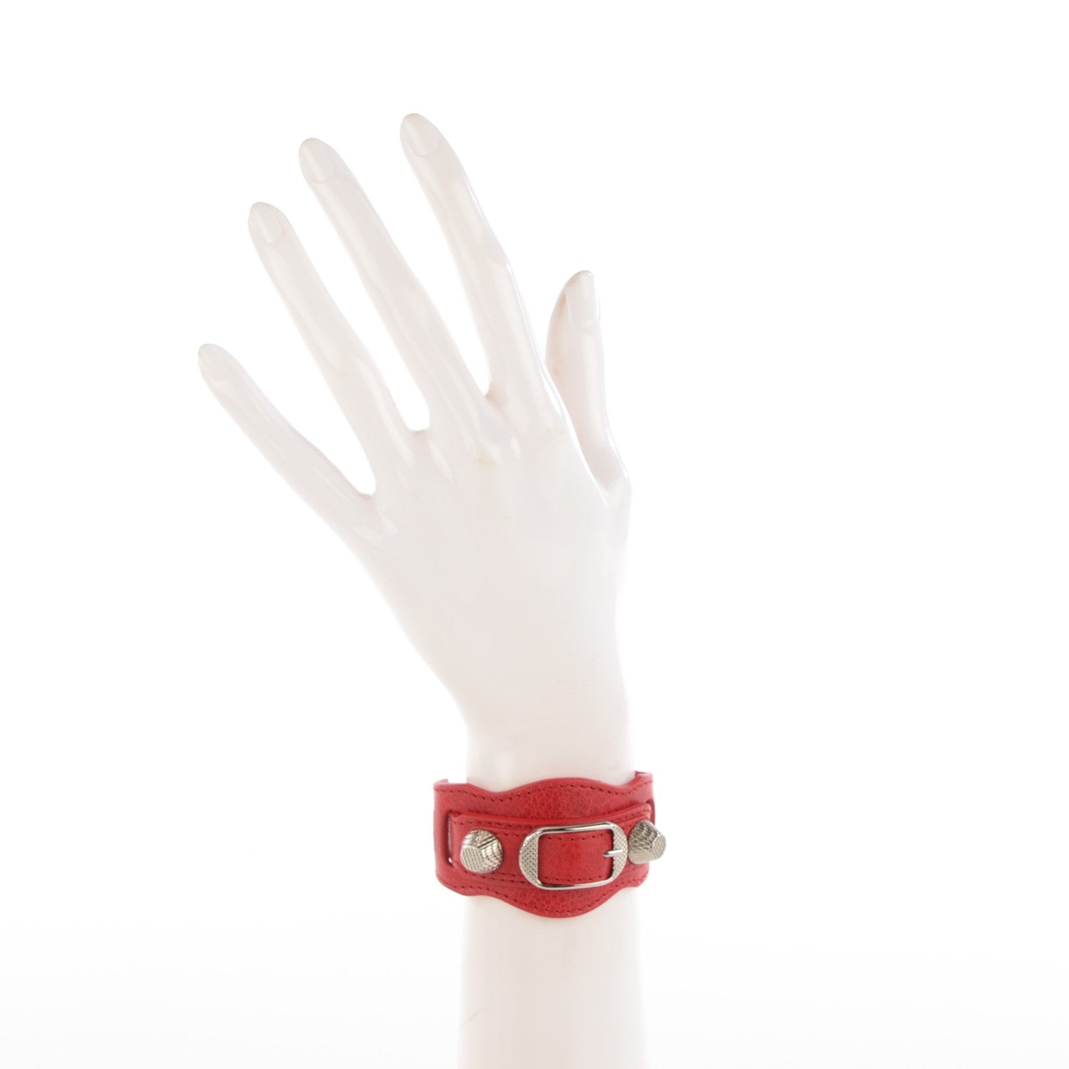 Balenciaga Agneau Arena Giant 12 Silver Hardware Bracelet S Rouge Coquelicot 2 of 6