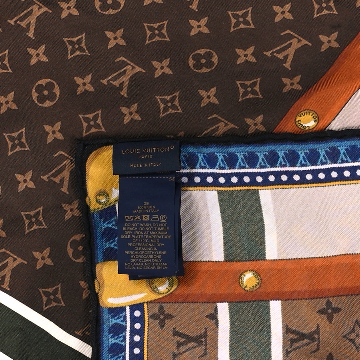 Silk Monogram Trunk In Love Square 45 Scarf Brown