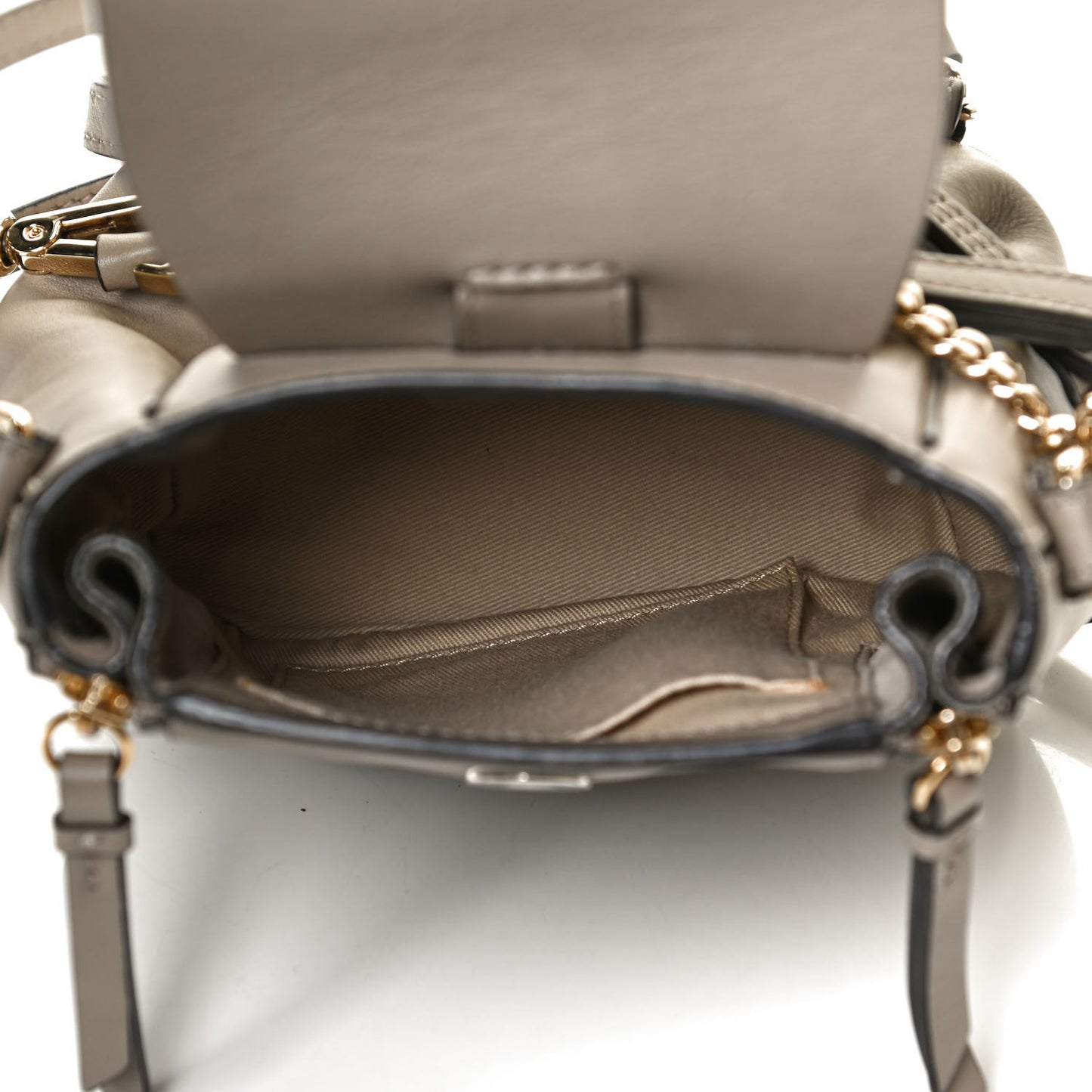 Suede Calfskin Mini Faye Backpack Motty Grey
