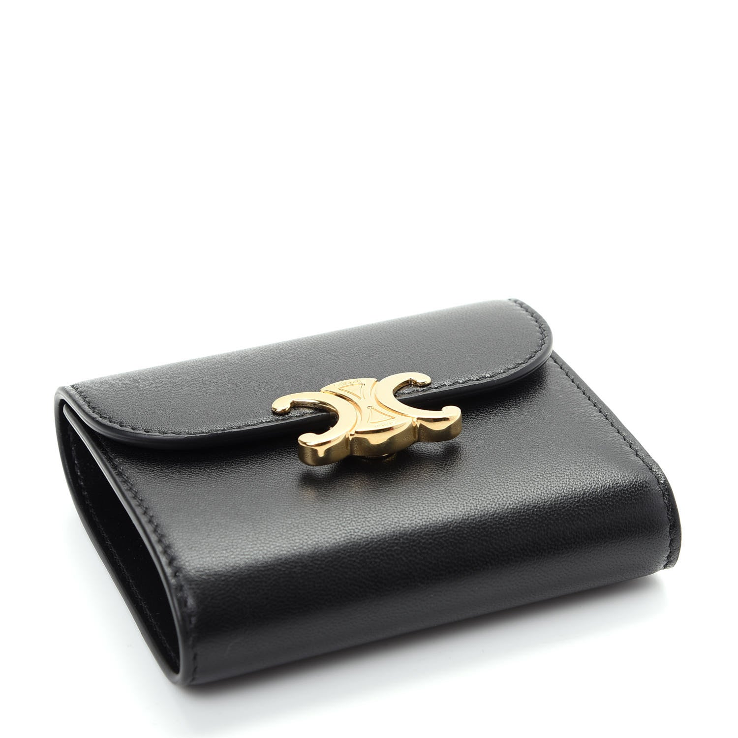 Celine Shiny Smooth Lambskin Small Triomphe Wallet Black 4 of 9