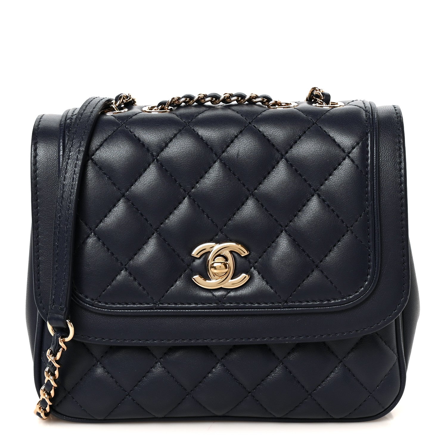 Chanel Lambskin Quilted Small Lovely Day Flap Dark Blue 1 of 11