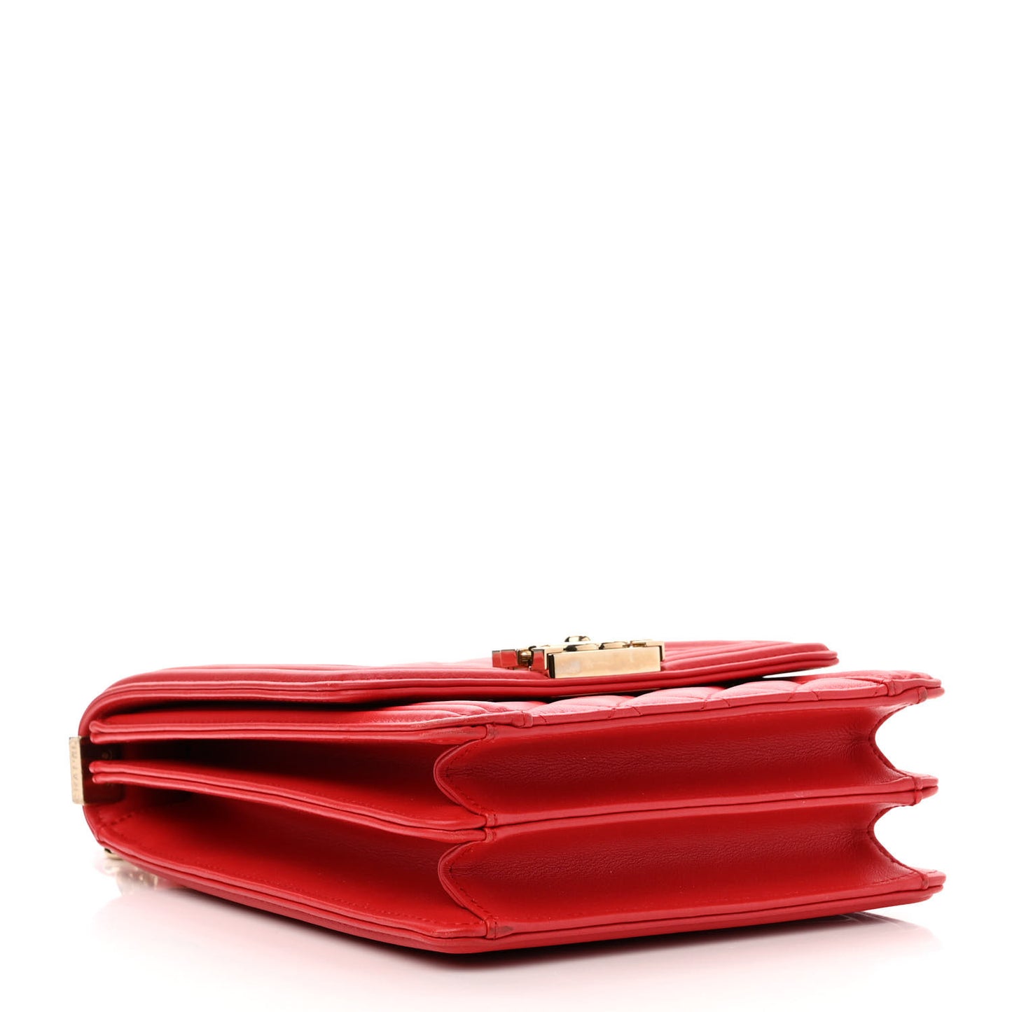 Calfskin Quilted North South Boy Flap Red