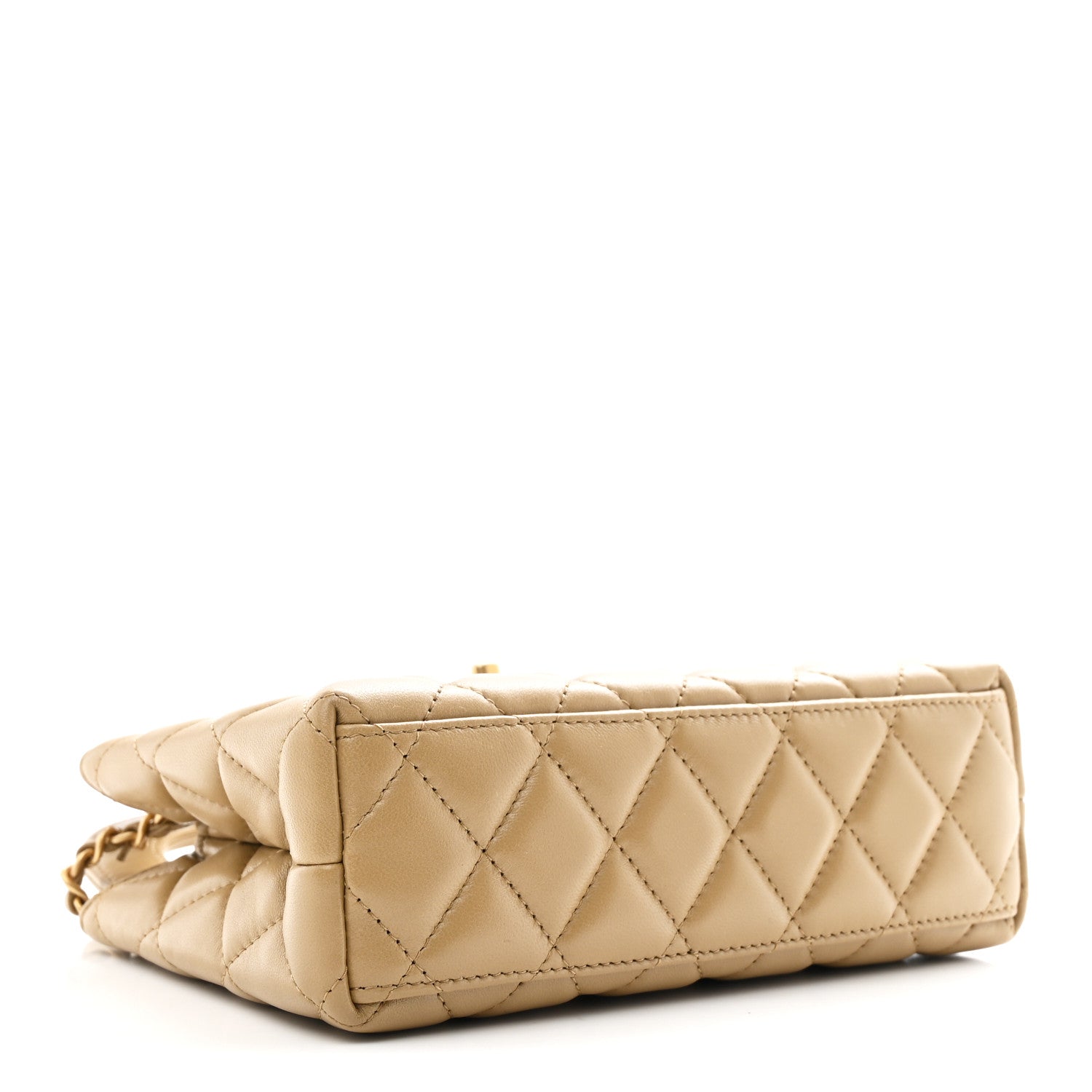 Chanel Shiny Aged Calfskin Quilted Nano Kelly Shopper Dark Beige 4 of 11