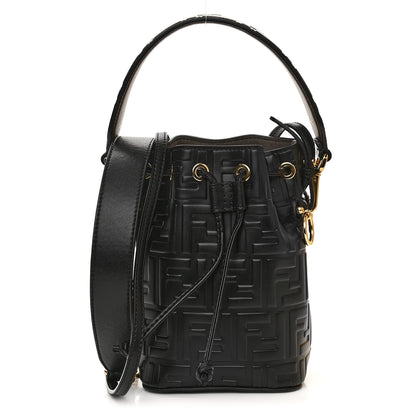 Fendi Vitello Liberty F is Fendi FF 1974 Embossed Mini Mon Tresor Bucket Bag Black 1 of 10
