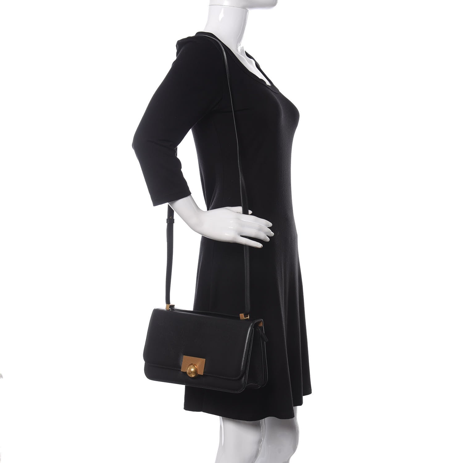 Bottega Veneta Calfskin Stamped Classic BV Bag Black 2 of 9