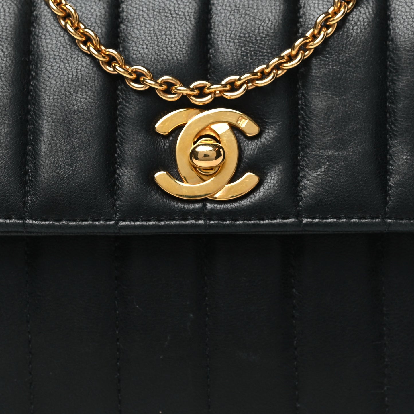 Lambskin Vertical Quilted Mini Flap Black
