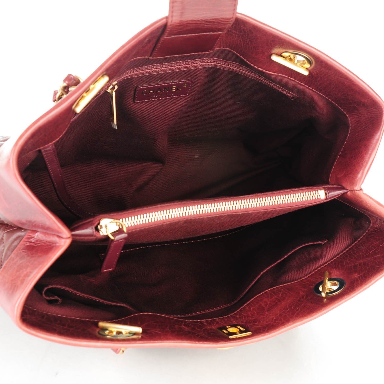 Chanel Calfskin Quilted Medium Soft Elegance Tote Burgundy 5 of 7