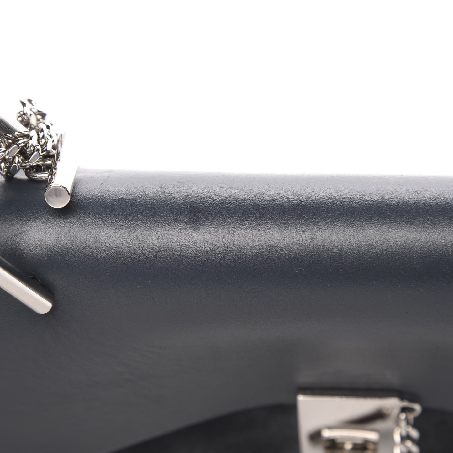 Suede Smooth Calfskin Drew Shoulder Bag Silver Blue