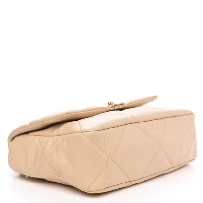 Chanel Shiny Goatskin Quilted Large 19 Flap Beige 4 of 11