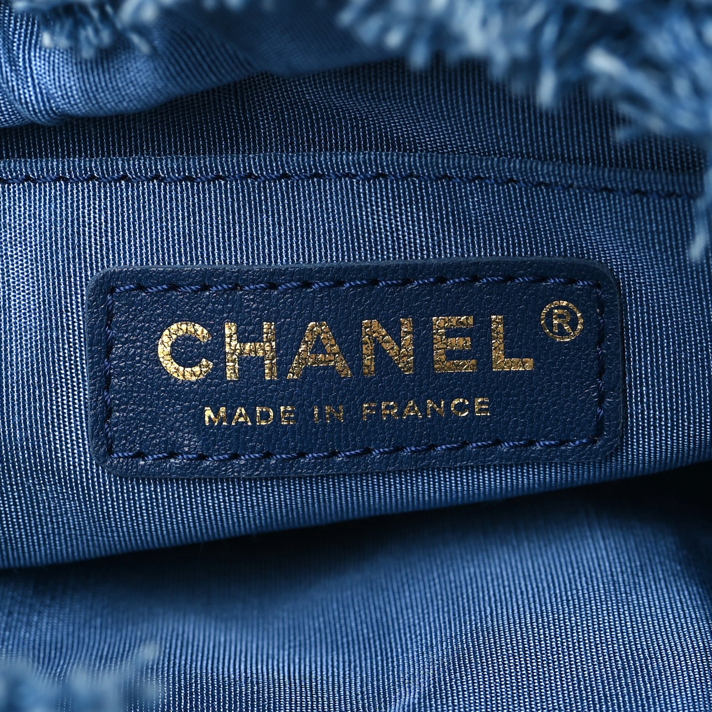 Denim Quilted Small Mood Bucket With Chain Blue Multicolor