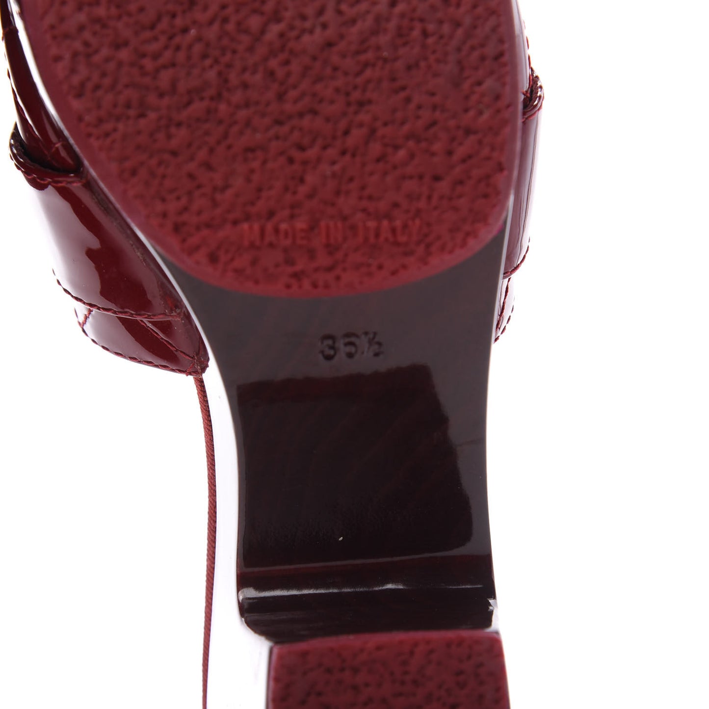 Patent Quilted Turn Lock CC Platform Mule 36.5 Rouge