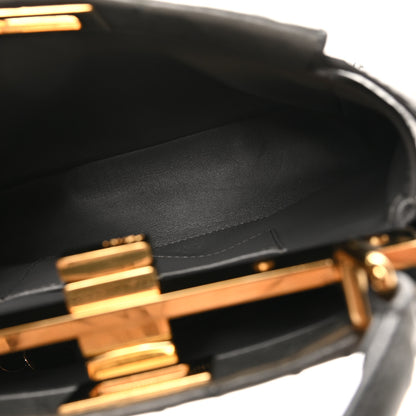Fendi Ostrich Shiny Nappa Mini Peekaboo Iconic Satchel Grey 5 of 9