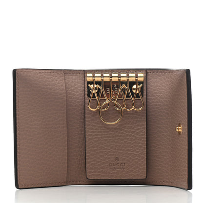 Gucci Dollar Calfskin GG Supreme Monogram GG Marmont 6 Key Holder Case Porcelain Rose Beige Ebony 4 of 4