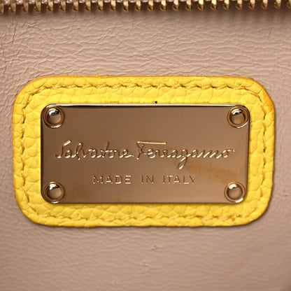 Salvatore Ferragamo Calfskin Sofia Gancini Satchel Yellow 6 of 24