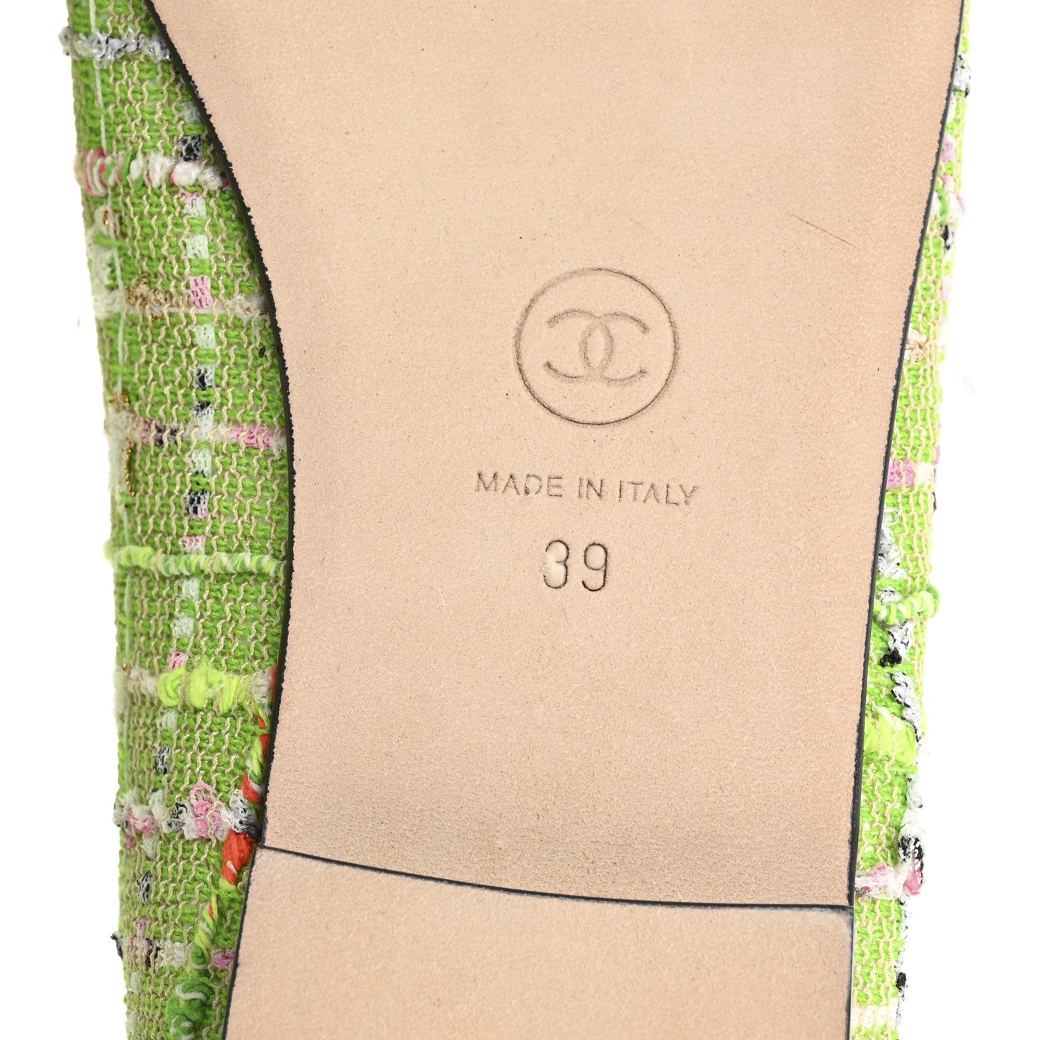 Chanel Tweed Grosgrain Cap Toe Ballerina Flats 39 Green Black 8 of 10