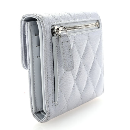 Chanel Caviar Quilted Compact Flap Wallet Light Blue 3 of 9