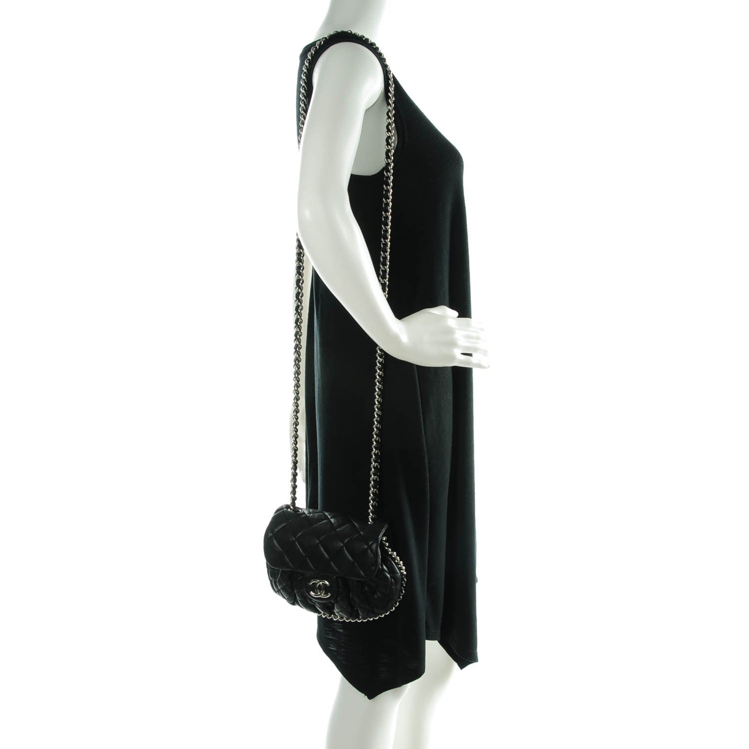 Chanel Washed Lambskin Quilted Mini Chain Around Flap Black 2 of 7