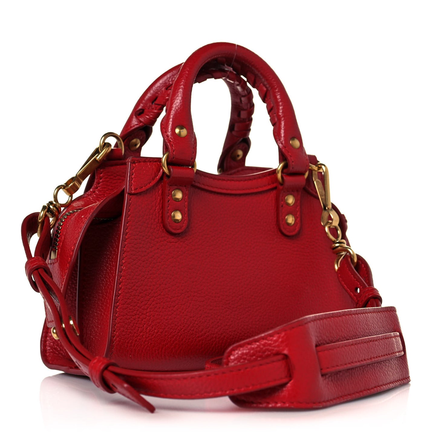 Grained Calfskin Neo Classic Gold Hardware Nano City Crossbody Medium Red