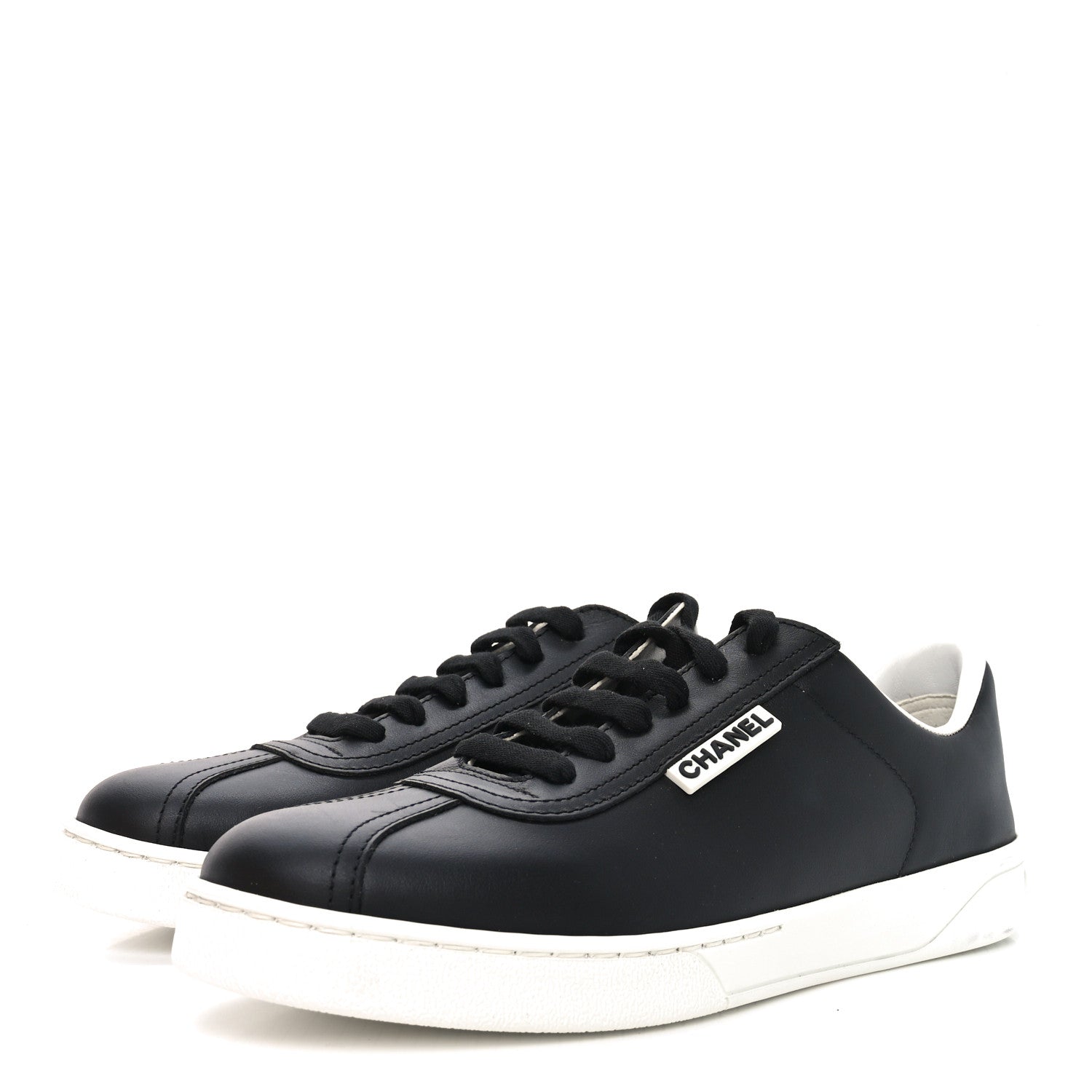 Chanel Calfskin CC Womens Sneakers 36.5 Black 4 of 8