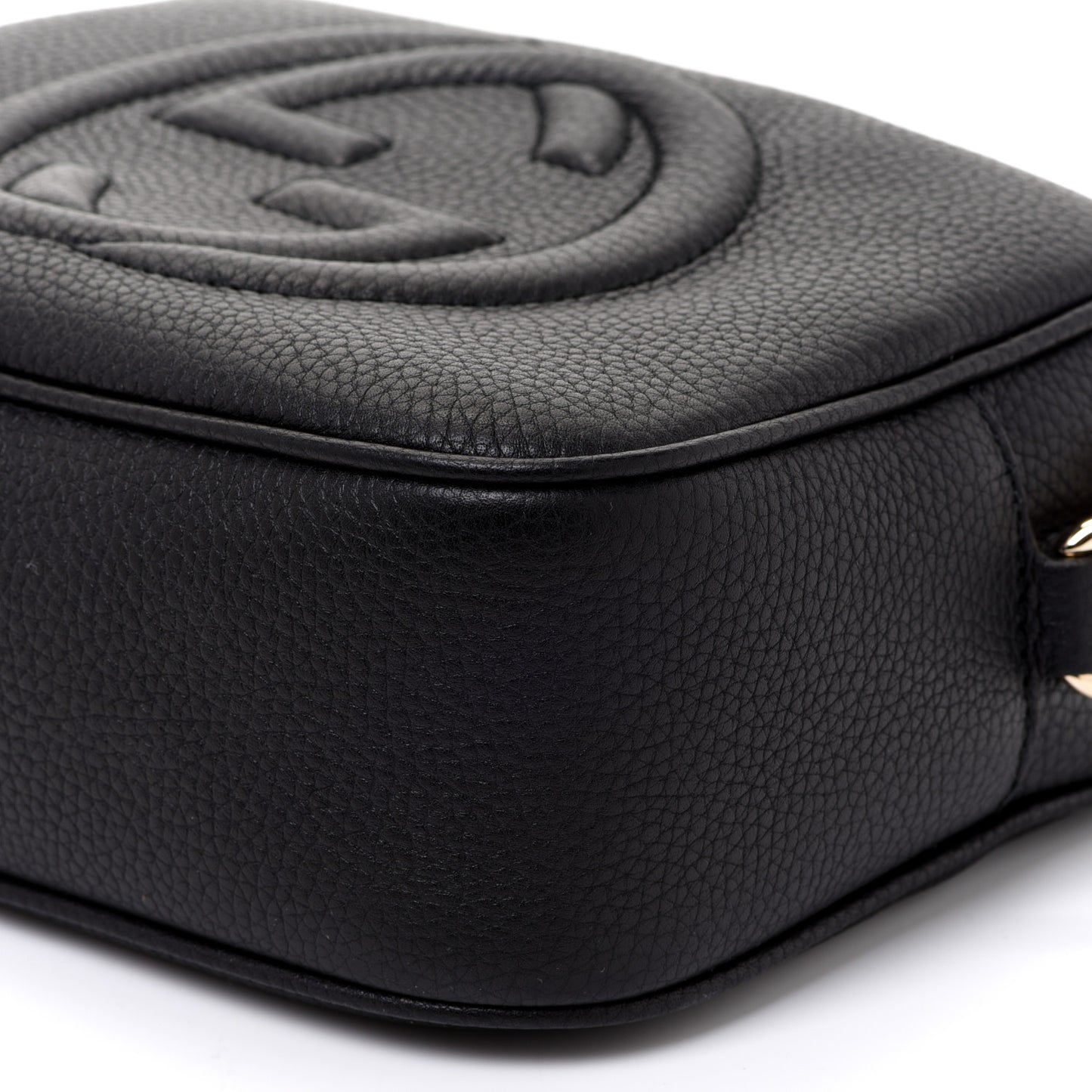 Pebbled Calfskin Small Soho Disco Bag Black