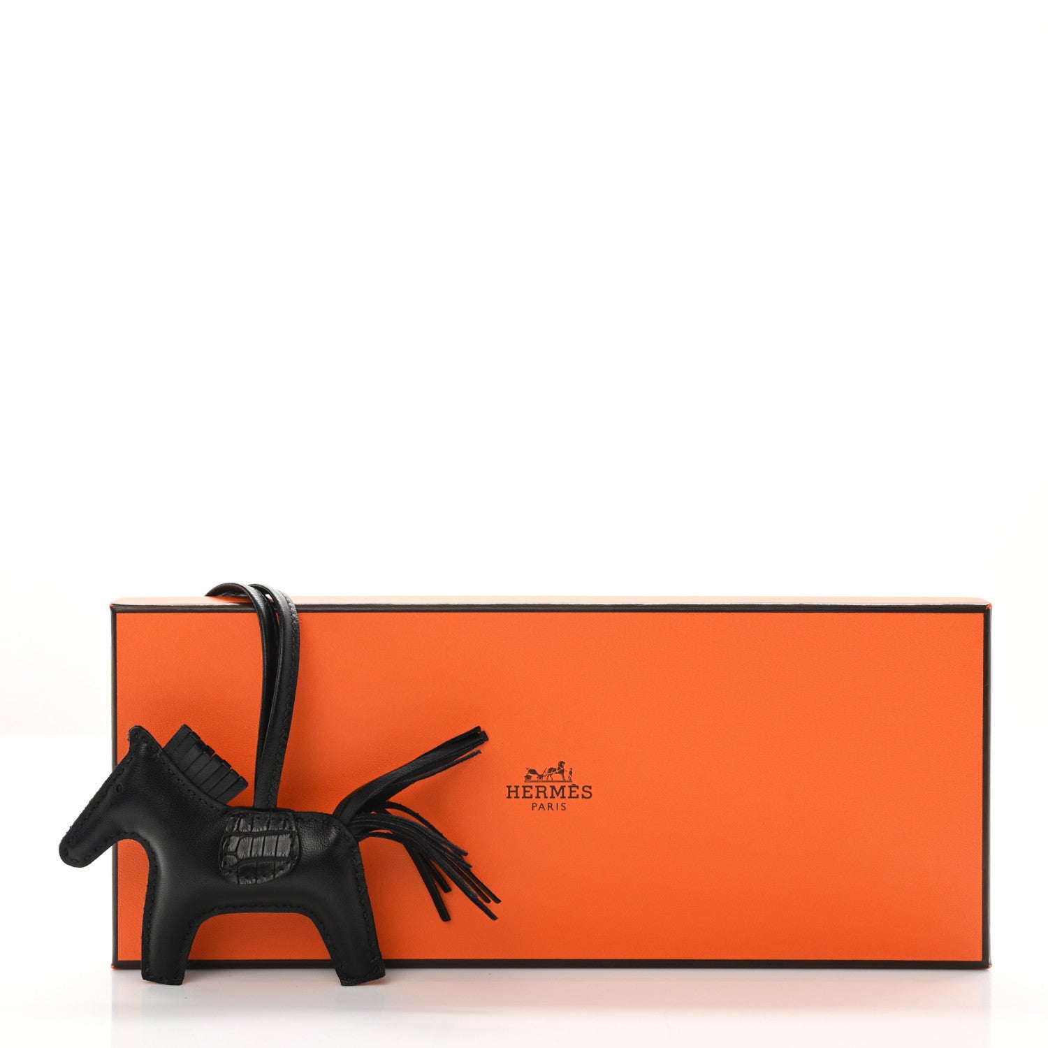 Hermes Milo Lambskin Matte Alligator Touch Grigri Rodeo Horse Bag Charm PM So Black 4 of 4