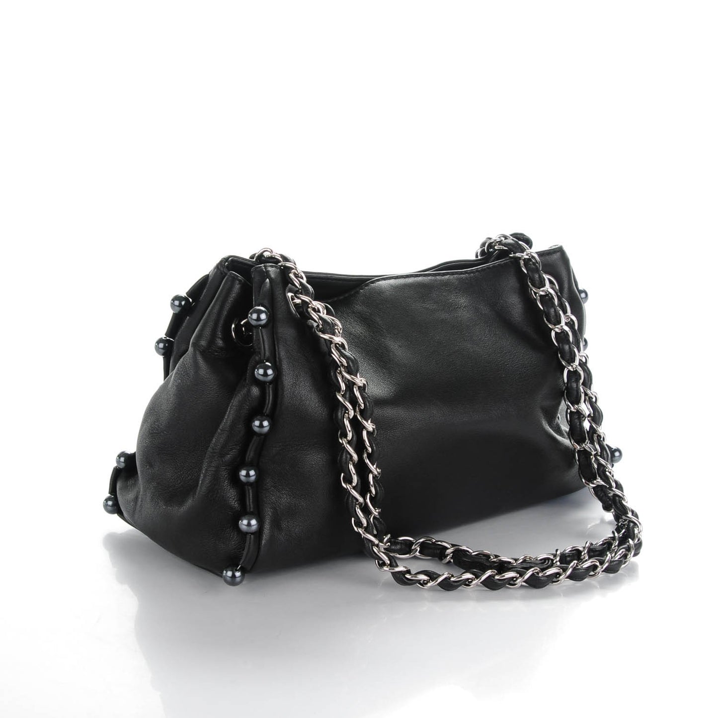 Lambskin Pearl Obsession Tote Black
