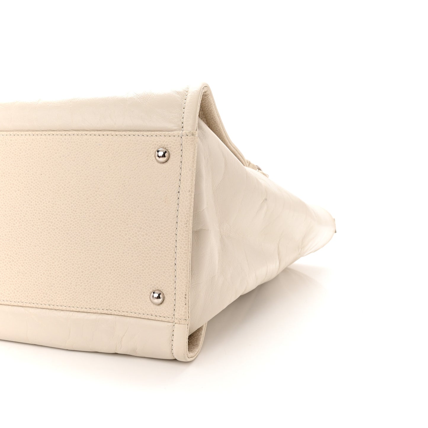 Glazed Calfskin Medium Deauville Tote Ivory