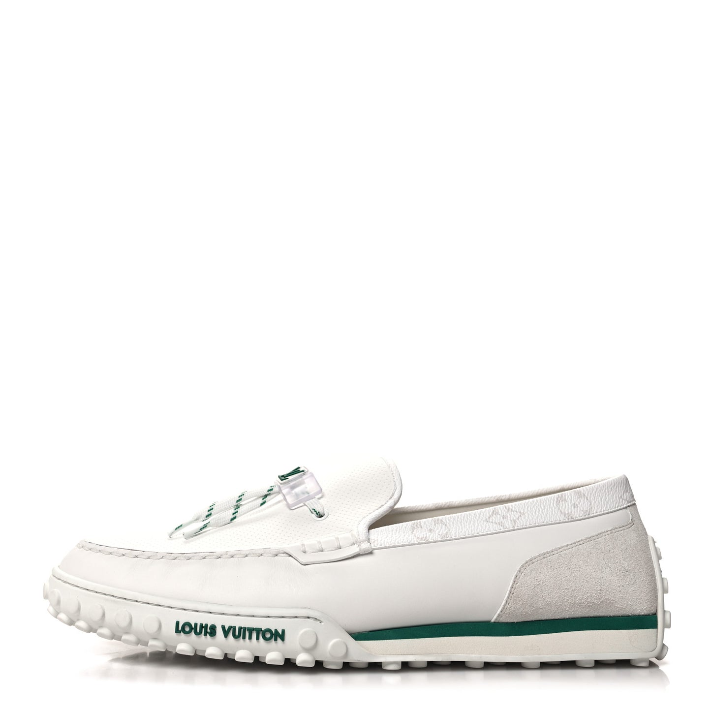 Monogram Mens Racer Moccasin Loafers 11 White Green