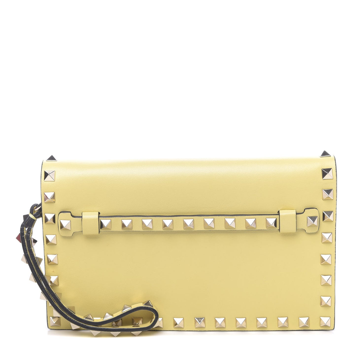 Nappa Small Rockstud Wristlet Clutch Light Yellow