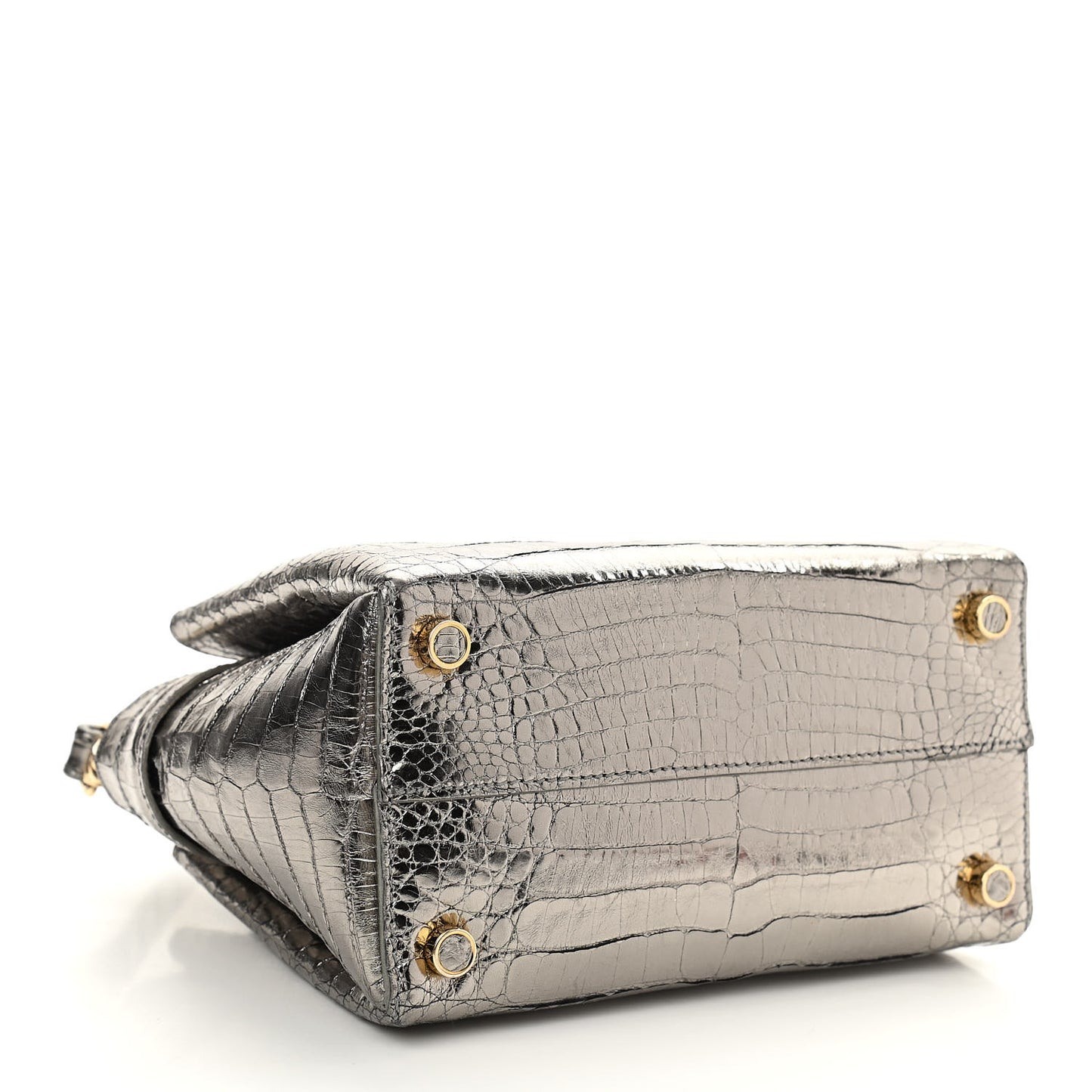 Metallic Crocodile Mini Cristie Satchel Anthracite