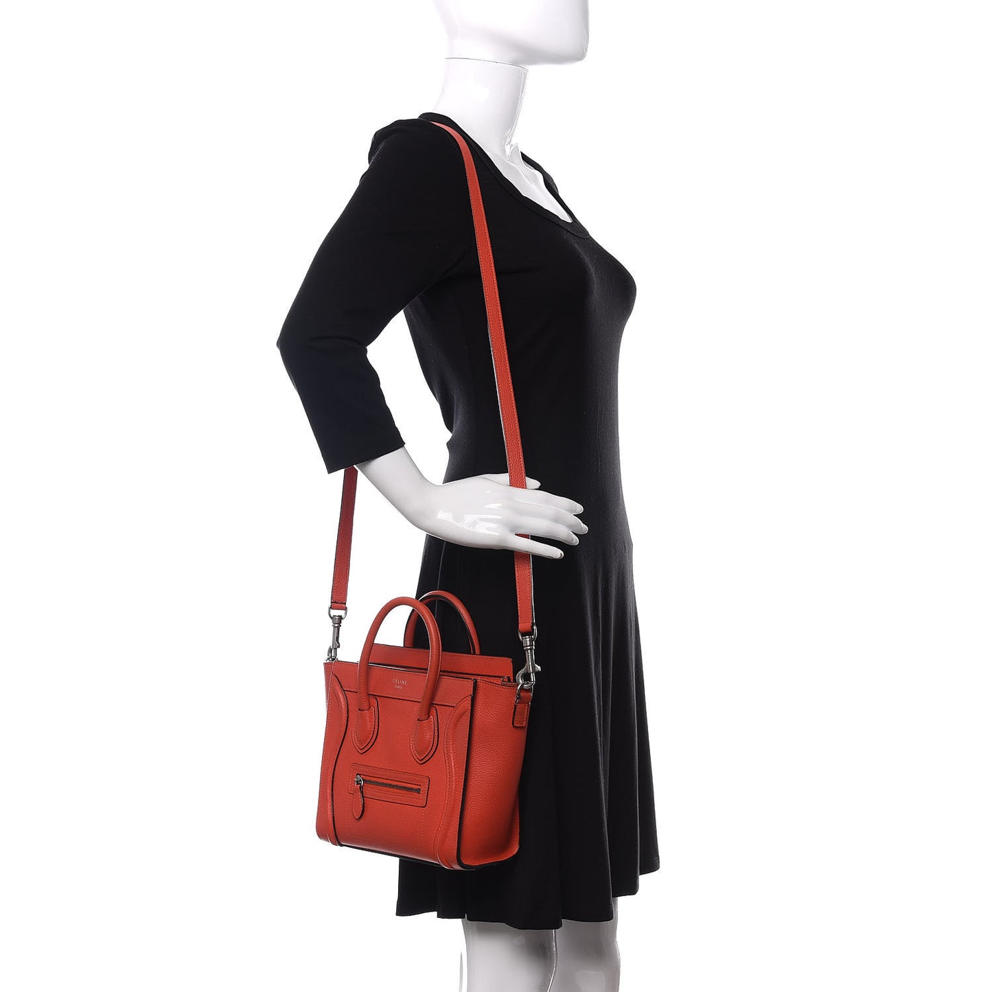 Drummed Calfskin Nano Luggage Vermillion