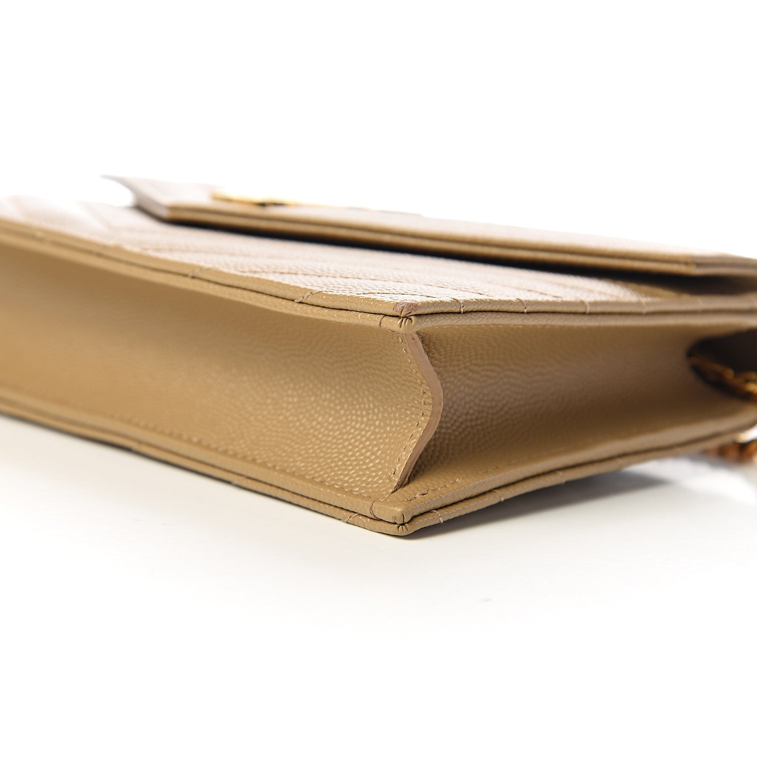 Saint Laurent Grain De Poudre Matelasse Chevron Monogram Envelope Chain Wallet Nude Powder 8 of 10