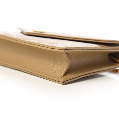 Saint Laurent Grain De Poudre Matelasse Chevron Monogram Envelope Chain Wallet Nude Powder 8 of 10