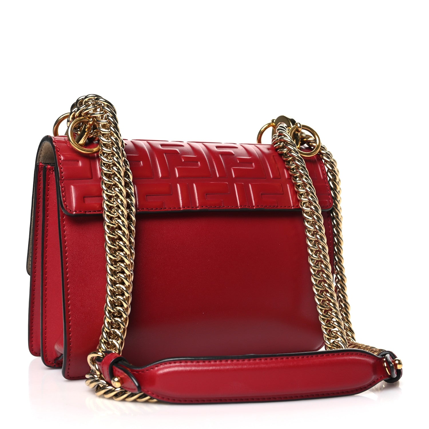 Fendi Vitello Liberty FF 1974 Embossed Small Kan I Shoulder Bag Fragola 3 of 11