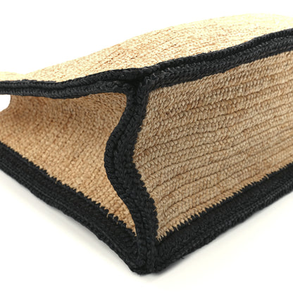 Saint Laurent Raffia Calfskin Rive Gauche Tote Naturale Black 11 of 12