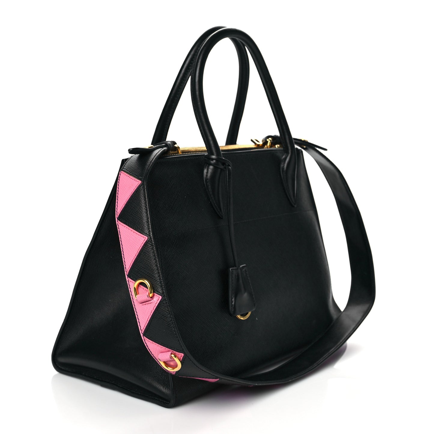 Saffiano City Calfskin Greche Paradigme Bag Black Begonia