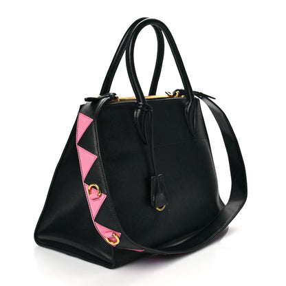 Prada Saffiano City Calfskin Greche Paradigme Bag Black Begonia 2 of 8