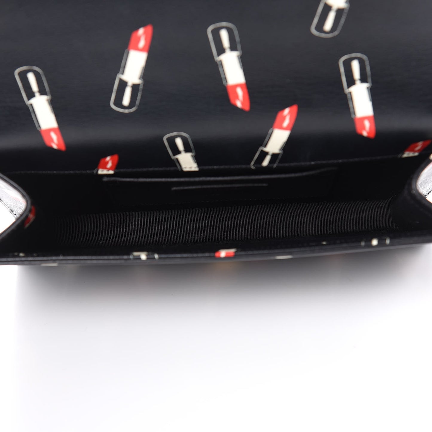Calfskin Lipstick Print Classic Monogram Kate Clutch Black