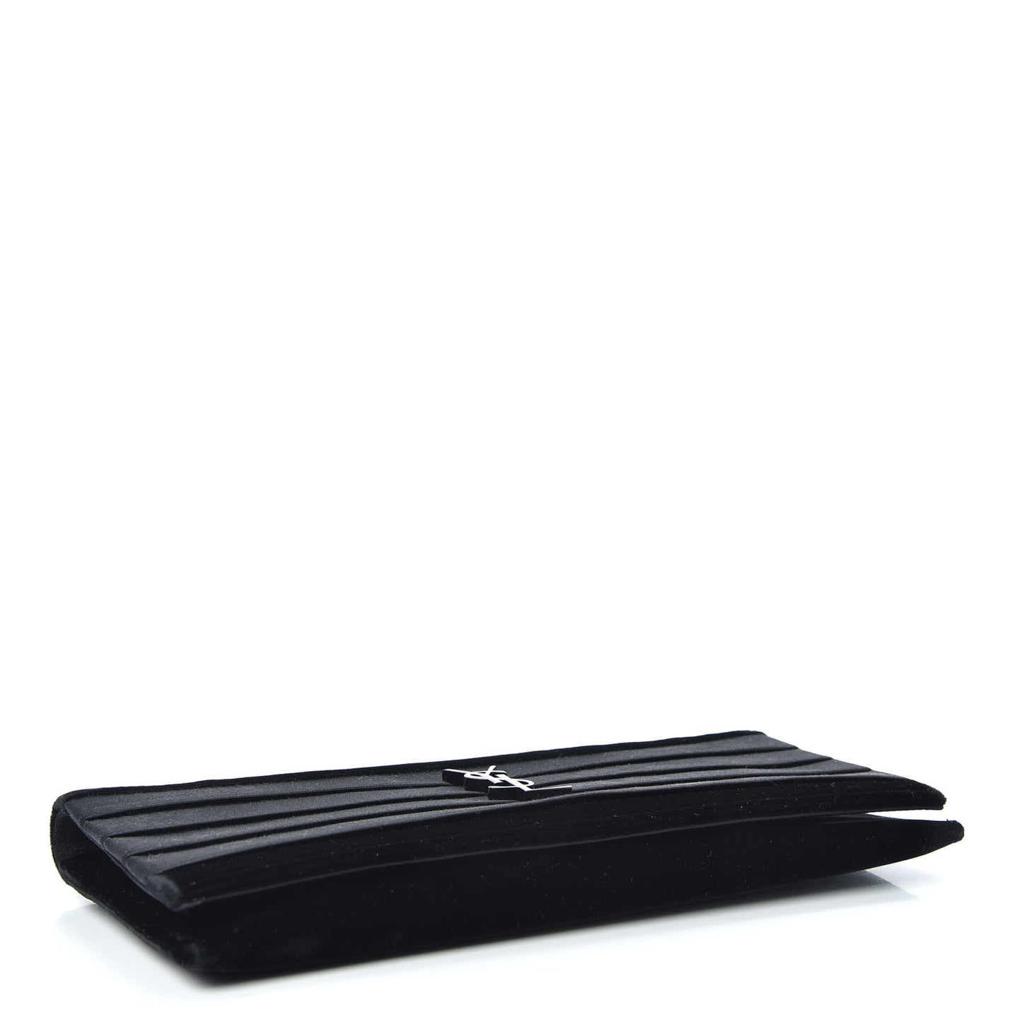 Velvet Satin Monogram Smoking Clutch Black