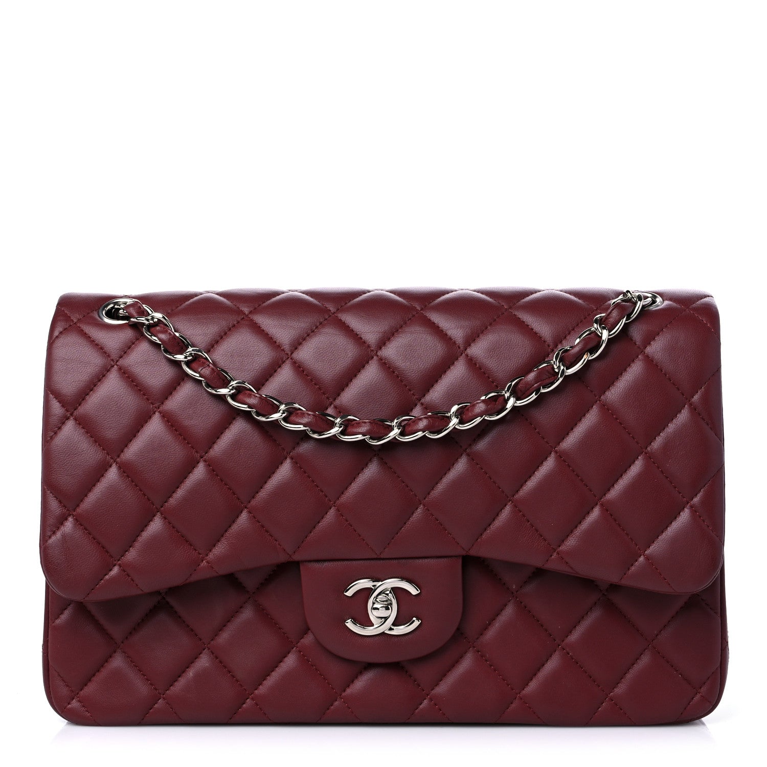 Chanel Lambskin Quilted Jumbo Double Flap Burgundy 1 of 16